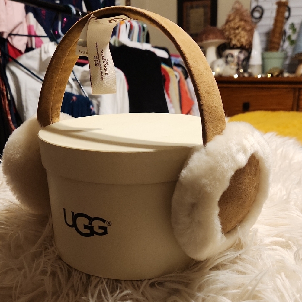 UGG Tan and Cream Shearling Earmuffs